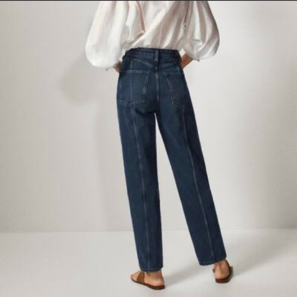 Massimo Dutti blue jeans seamed straight leg denim baggy 5040/711 EUR 42 USA 10 - Picture 3 of 16